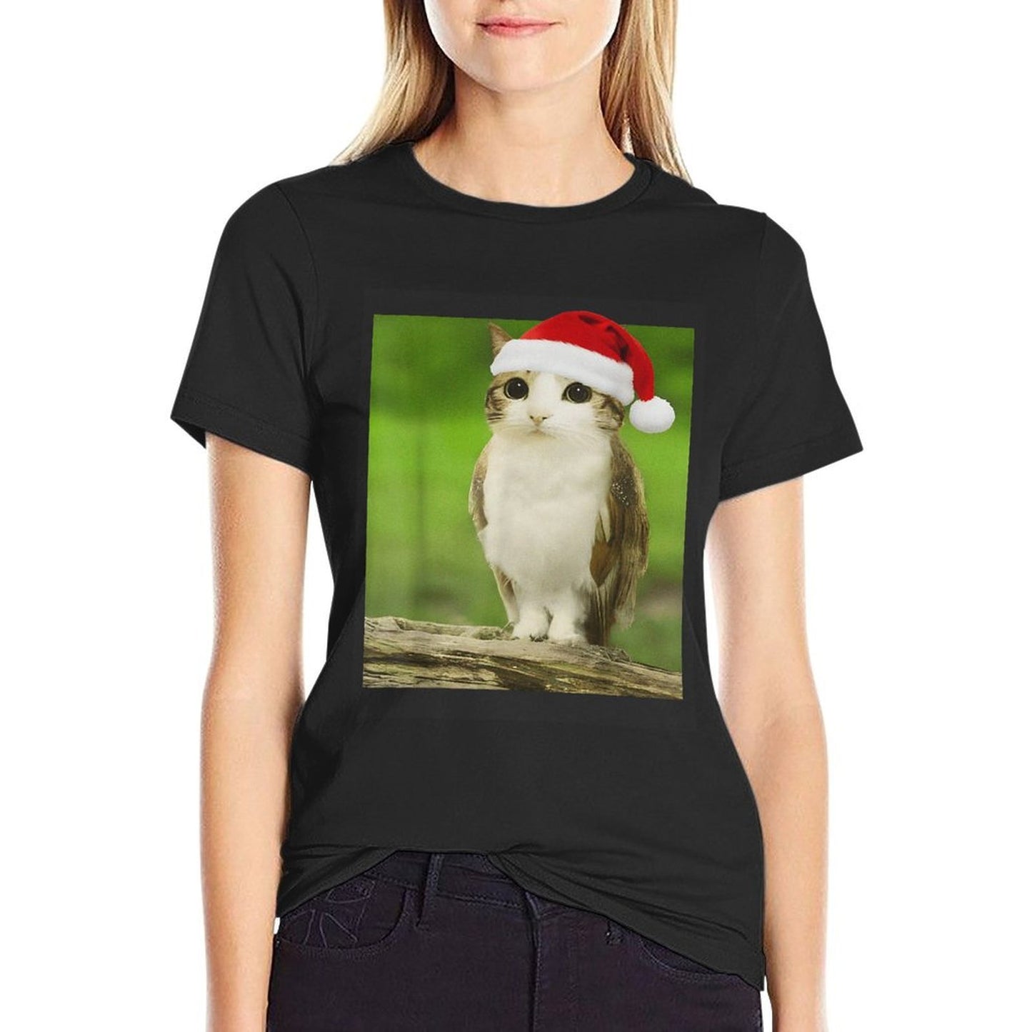 Funny Adorable Cat Owl Meme Meowl Christmas  Easy-care T-Shirt
