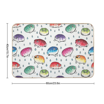 Round Rain Frogs Bath Mat