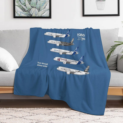 Airbus A350 Test Aircraft Fleet Illustration Throw Blanket
