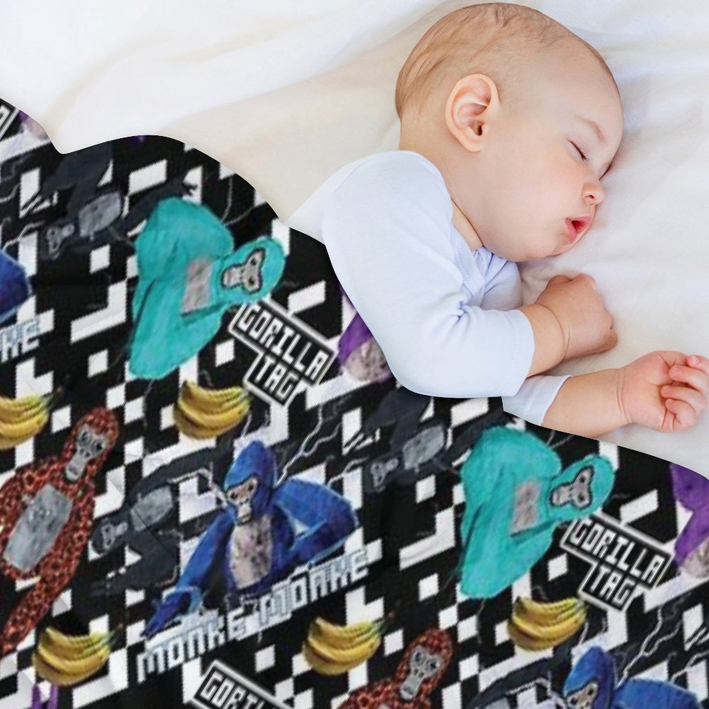 Gorilla Tag VR Gamer Merch Pixel Monke Throw Blanket