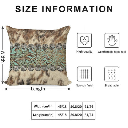 Rustic Brown Beige Teal Western Country Cowboy Fashion Soft Reinforced Edging Throw Pillow