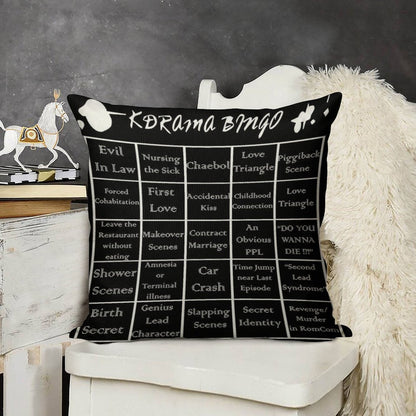 Korean Drama Bingo Linen Throw Pillow Cover