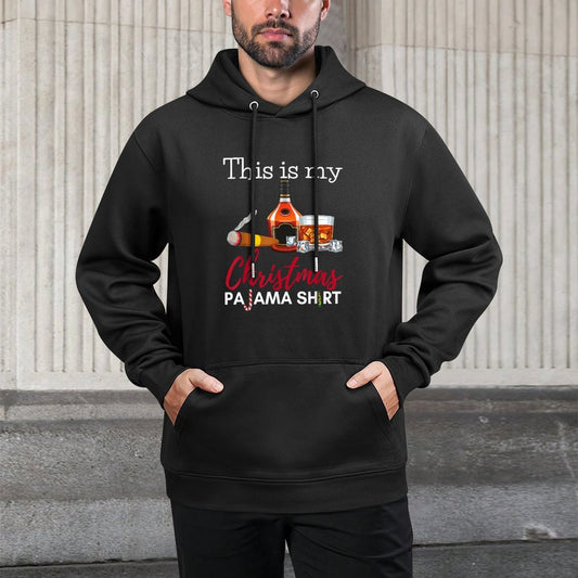 This Is My Christmas Pajama Bourbon Cigar Drinking Funny Customizable Surface Hoodie