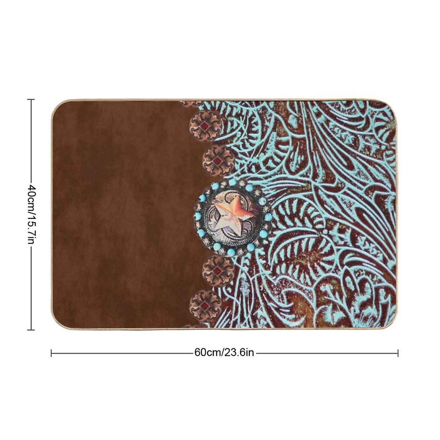 Primitive Cowboy Cowgirl Western Country Brown Turquoise Bath Mat