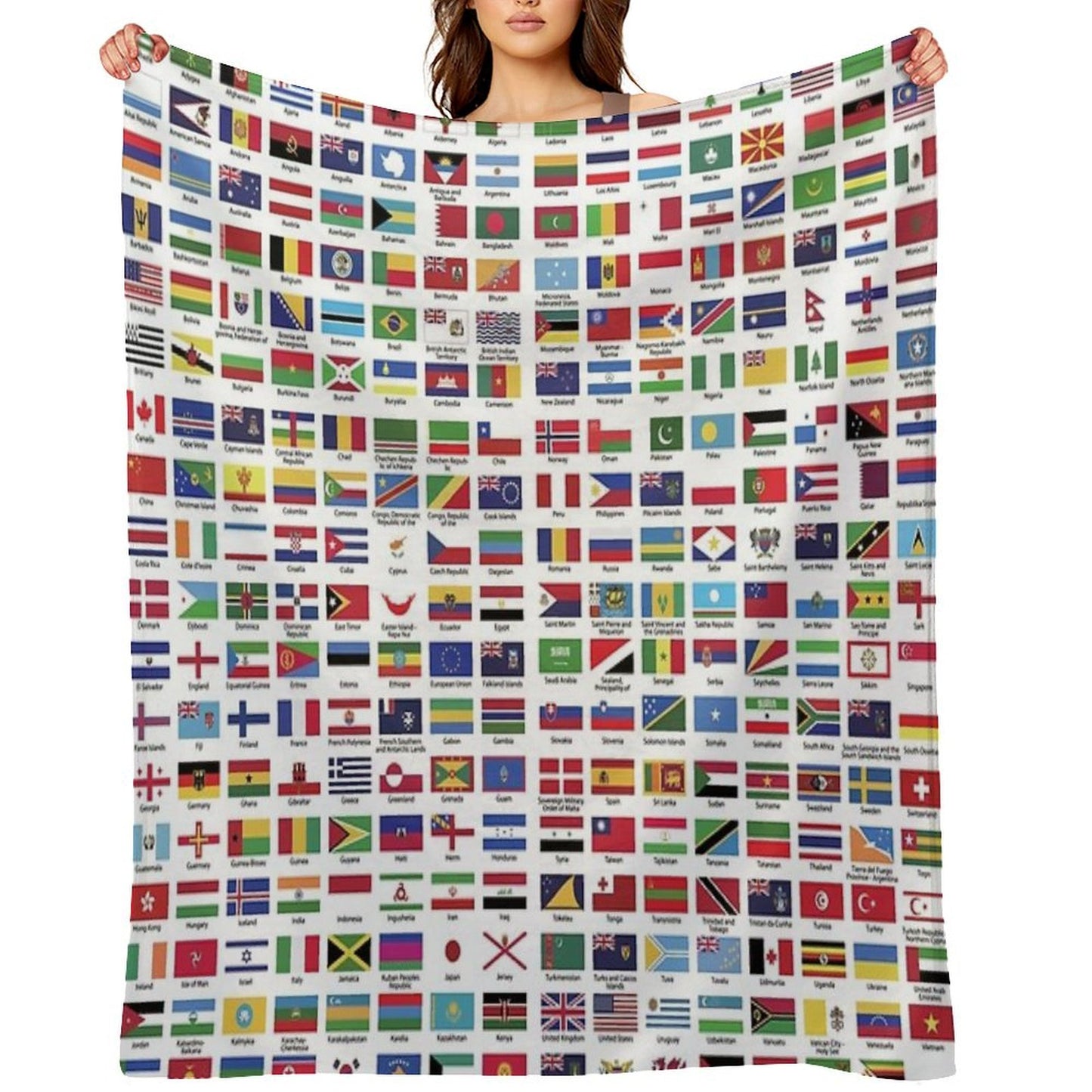 World Flags with Country Names Throw Blanket