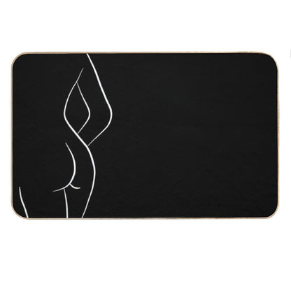 Woman Body Outline Line Art in Black - Hello Helena Bath Mat