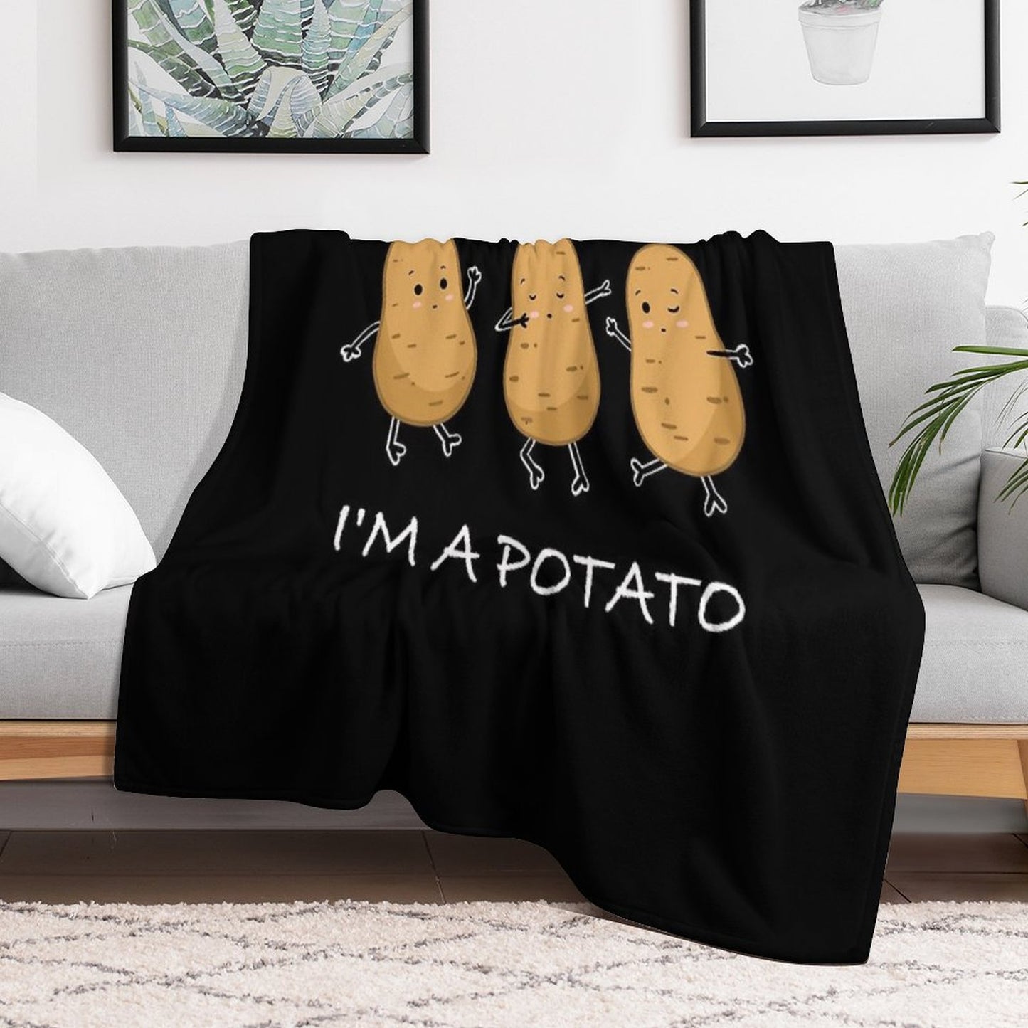I'm A Potato Funny Potato GIft Cute Meme Throw Blanket