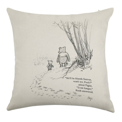 Winnie The Pooh & Piglet Friends Forever Linen Throw Pillow Cover