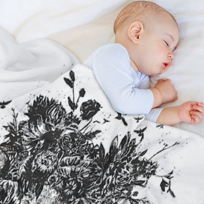 Floral Lion (bw) Throw Blanket