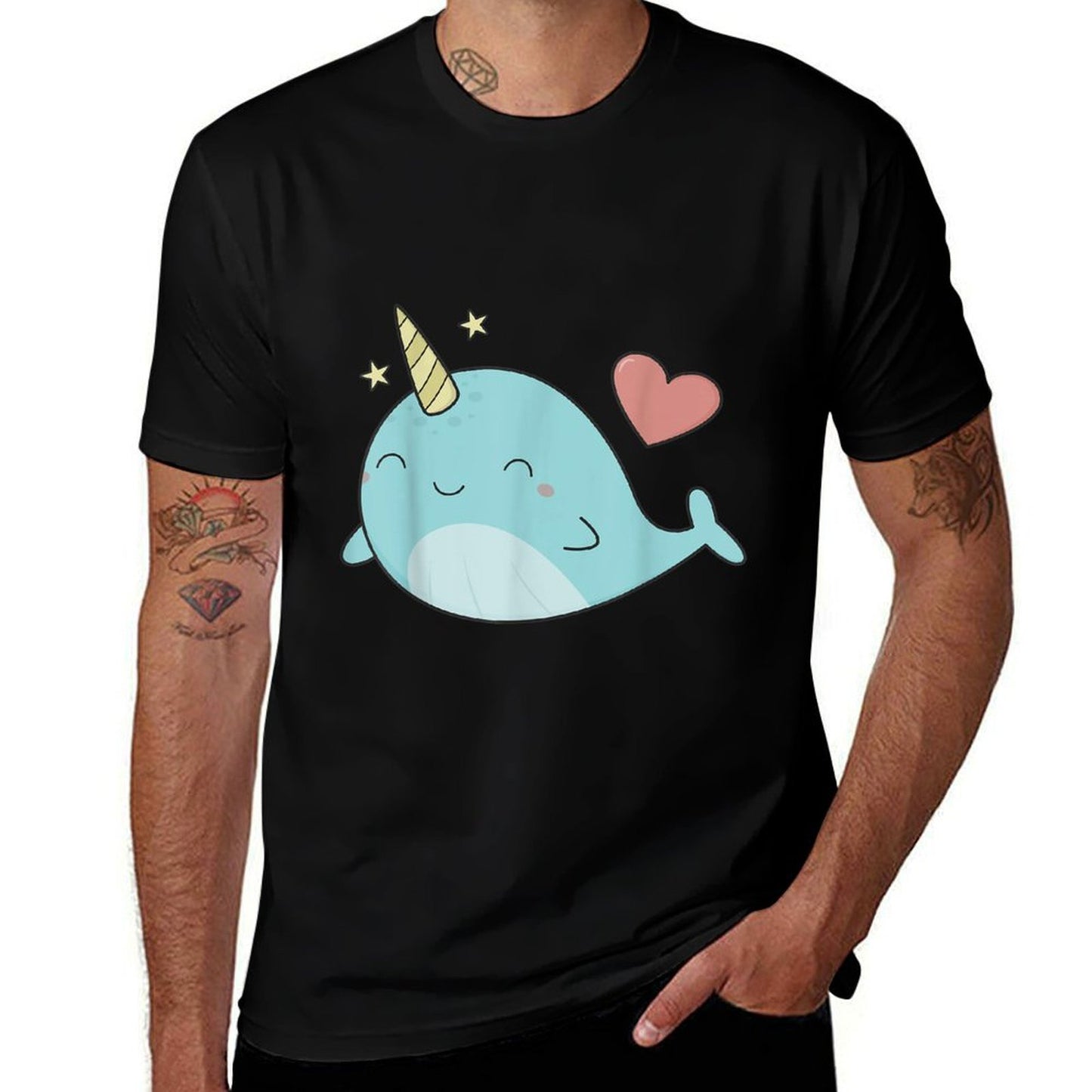 Cute Kawaii Love Narwhals  Heathered Texture T-Shirt
