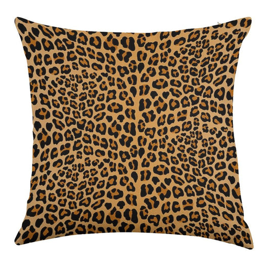 Trendy Leopard Print Aesthetic – Wild Animal Pattern Design Linen Throw Pillow Cover