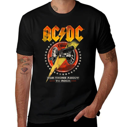 ACDC Rock Music Band For Those About To Rock 1981  Slim-fit Cut T-Shirt