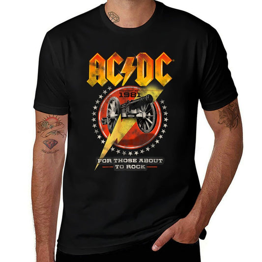 ACDC Rock Music Band For Those About To Rock 1981  Slim-fit Cut T-Shirt