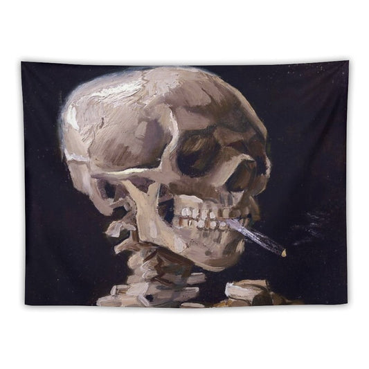 Vincent Van Gogh - Skull with Burning Cigarette (new Color Edit) Tapestry