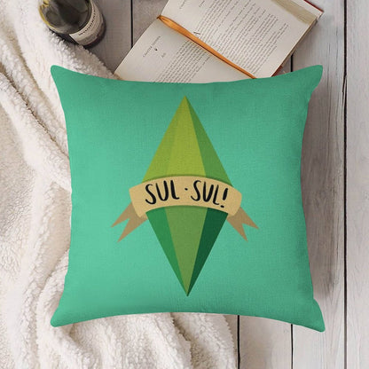 Plumbob Linen Throw Pillow Cover