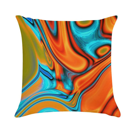 Vivid Modern Southwest Hipster Turquoise Orange Swirls Soft Durable Construction Throw Pillow