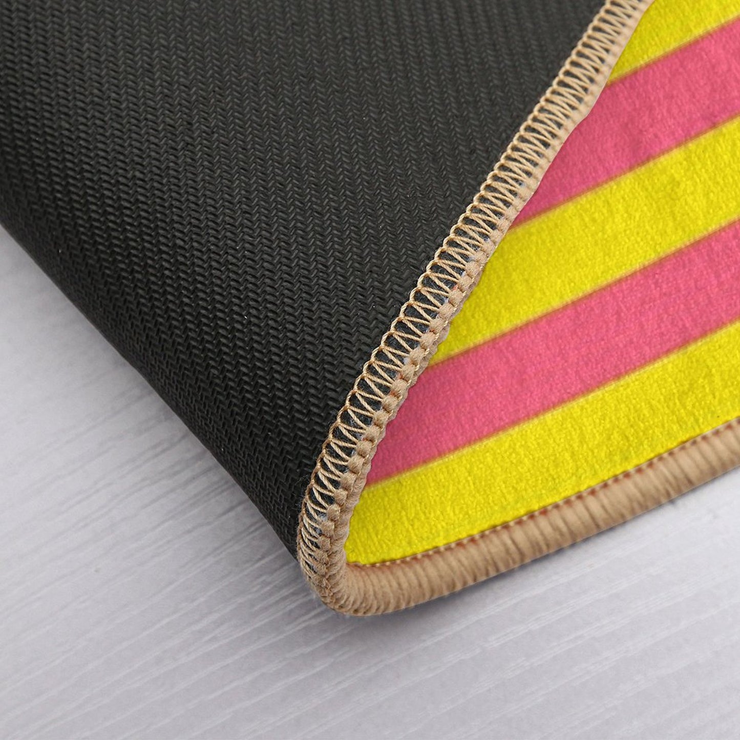 Yellow Pink Stripes Bath Mat