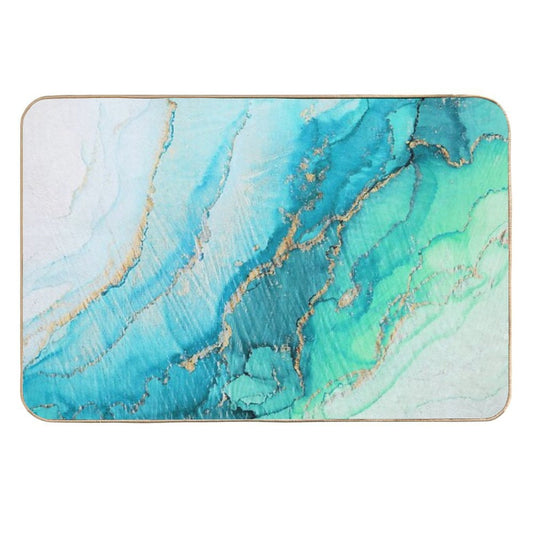 Turquoise Aqua Gold Ocean  Pet-Safe Bath Mat