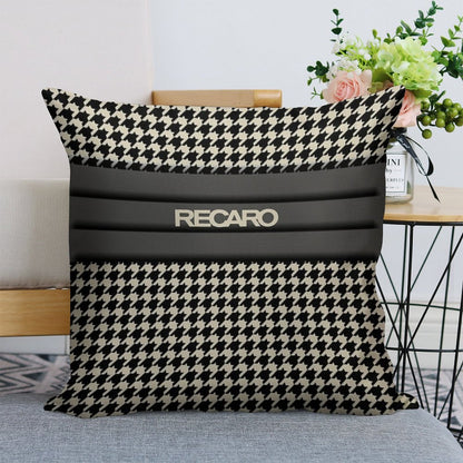 Recaro Seat Houndstooth Upholstery Linen Throw Pillow Cover
