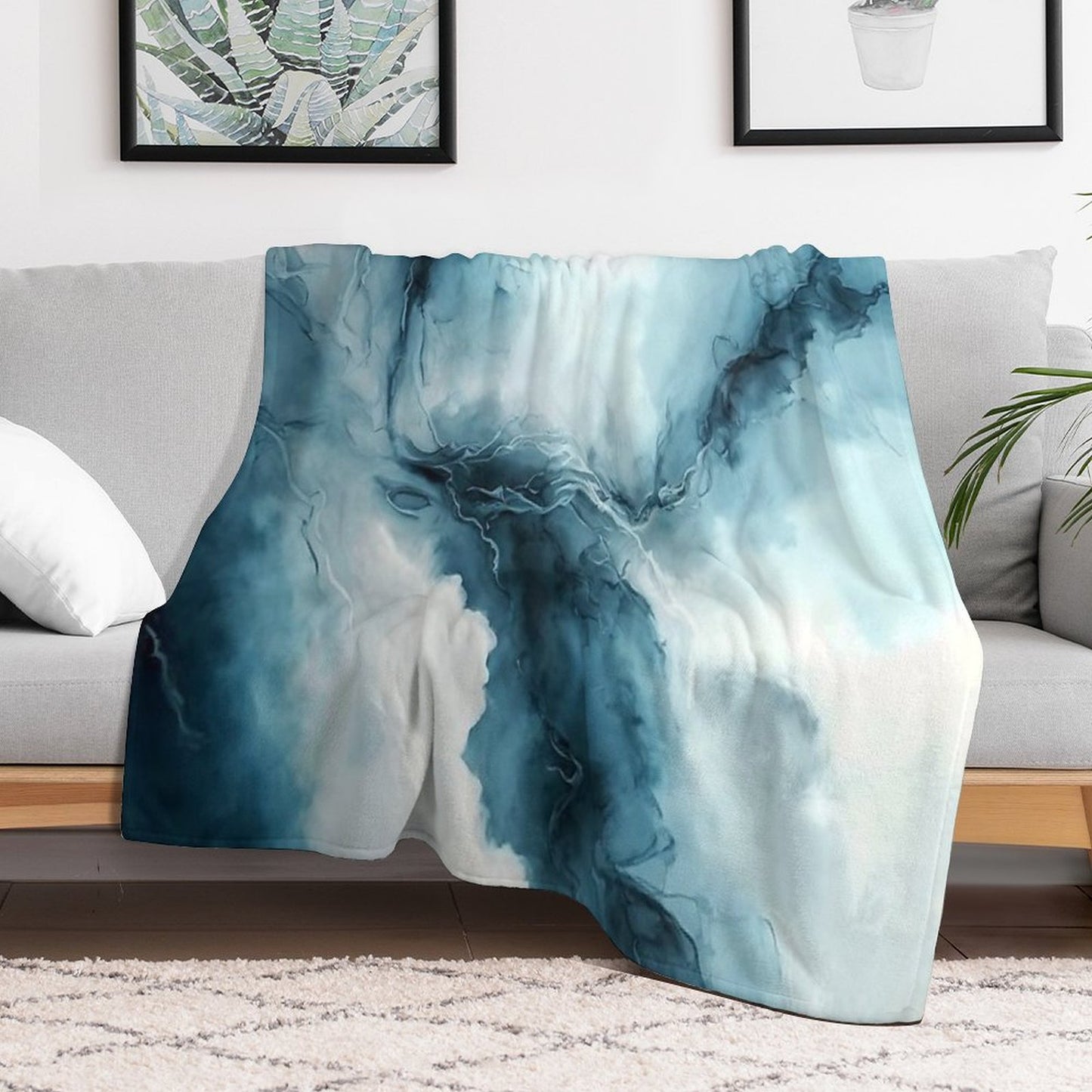 Cloudy Storm - Abstract Alcohol Ink Art Throw Blanket