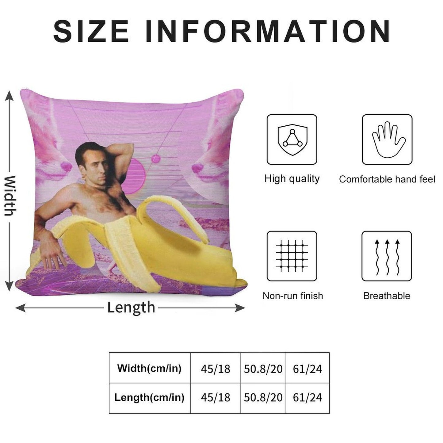 Nicholas Cage Banana Vaporwave Soft Luxury Feel Throw Pillow