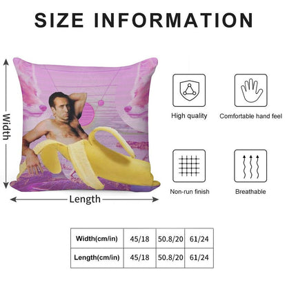 Nicholas Cage Banana Vaporwave Soft Luxury Feel Throw Pillow