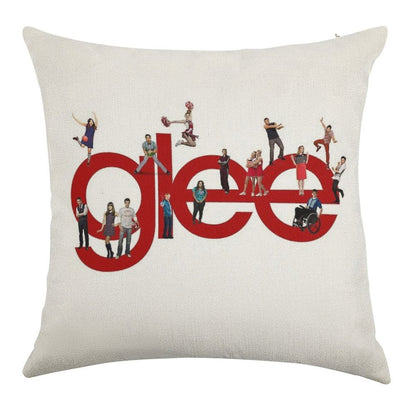 Glee Logo with The Cast Linen Throw Pillow Cover