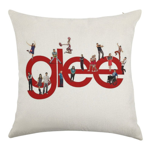 Glee Logo with The Cast Linen Throw Pillow Cover