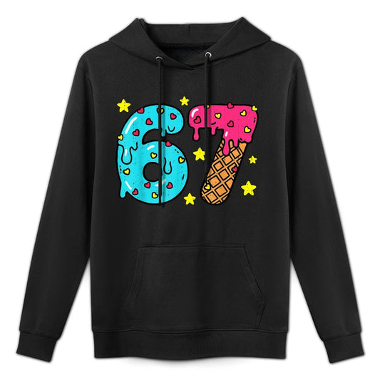 Funny Number Six Seven Ice Cream Drip Cool Meme 67 Sports Shrink-Resistant Hoodie