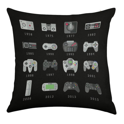 Geek Gaming Controllers Linen Throw Pillow Cover