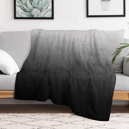 Black Ombre on Concrete Texture Throw Blanket