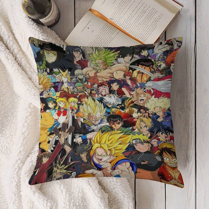 All Anime Characters Linen Throw Pillow Cover