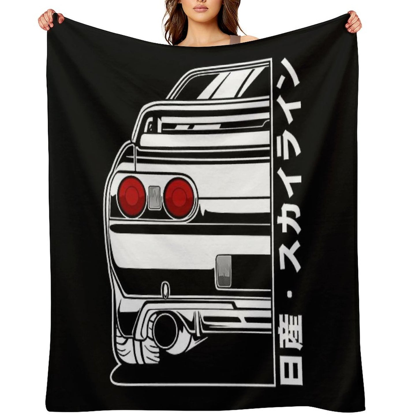 Skyline R32 GTR (White Print) Throw Blanket