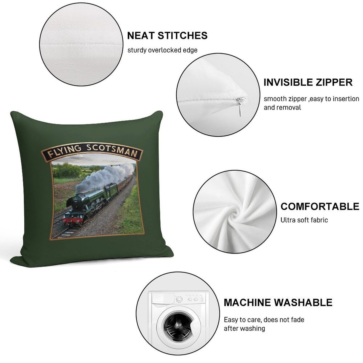 Flying Scotsman And Nameplate Soft Luxury Feel Throw Pillow