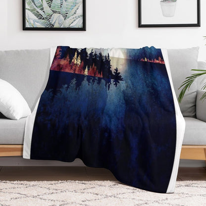 Autumn Moon Reflection Throw Blanket
