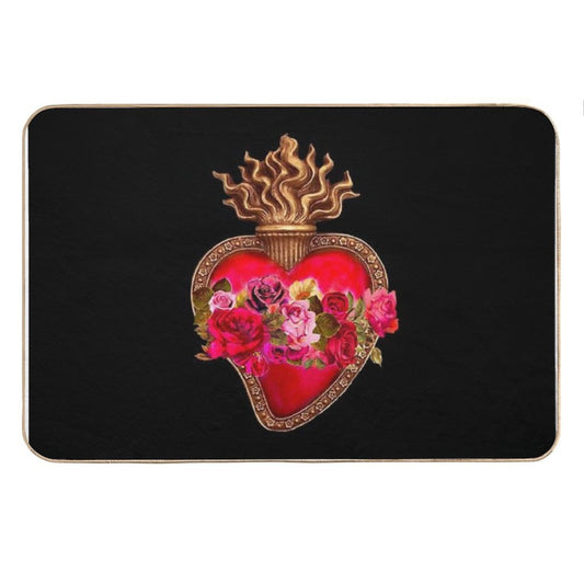 Red Immaculate Heart - Sacred Heart Bath Mat