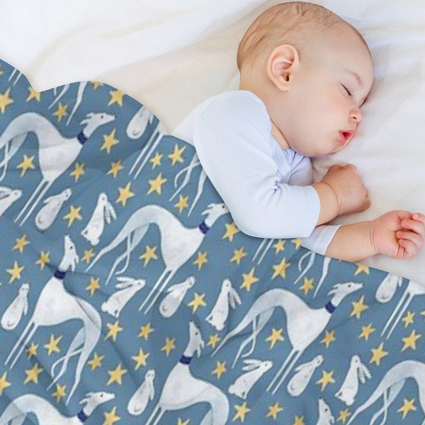 Galgo, Hare And Stars Throw Blanket