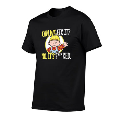 Can We Fix It Funny Repair Man  Heathered Texture T-Shirt