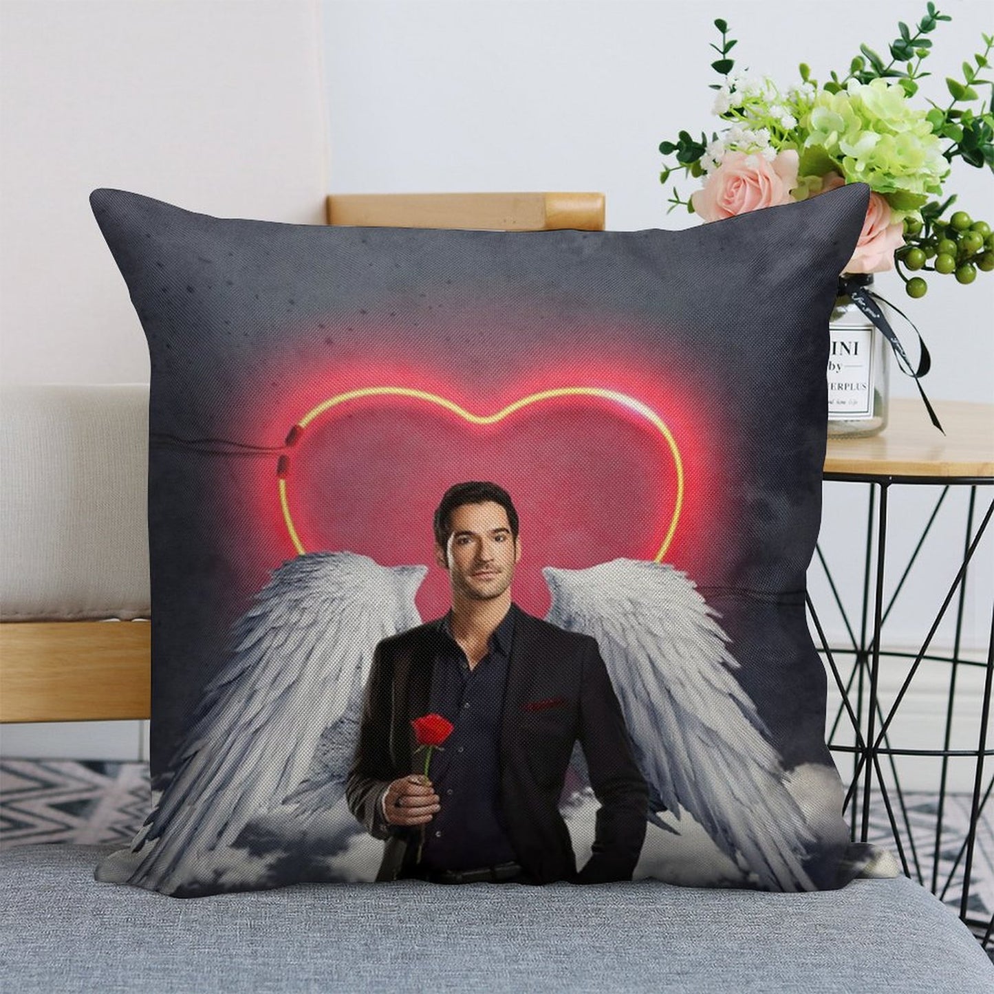 LUCIFER # 1 Linen Throw Pillow Cover
