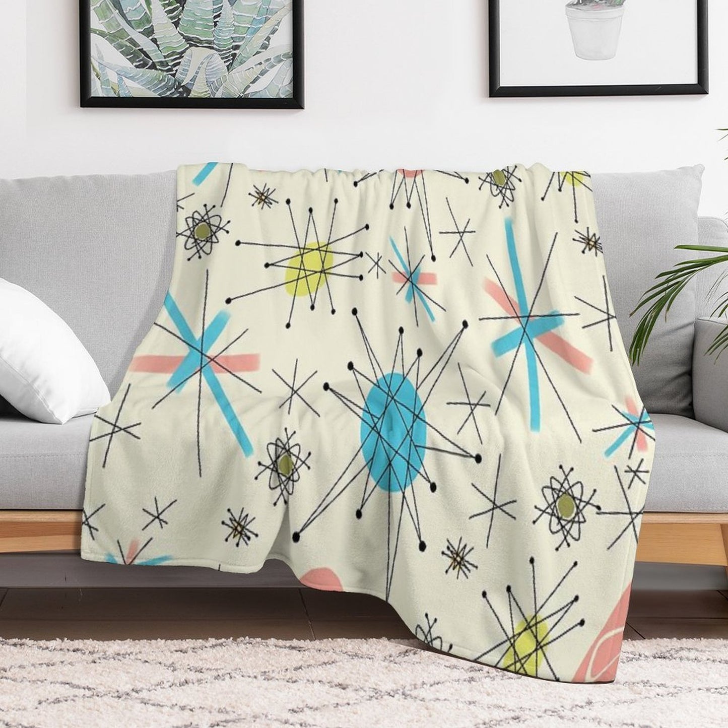 1950's Atomic Starburst Throw Blanket