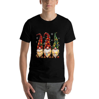 Three Gnomes Men Women Buffalo Plaid Red Christmas  Oversized Silhouette T-Shirt