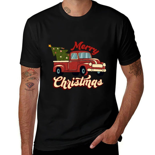 Xmas Merry Christmas Vintage Pickup Truck  Stretchy T-Shirt
