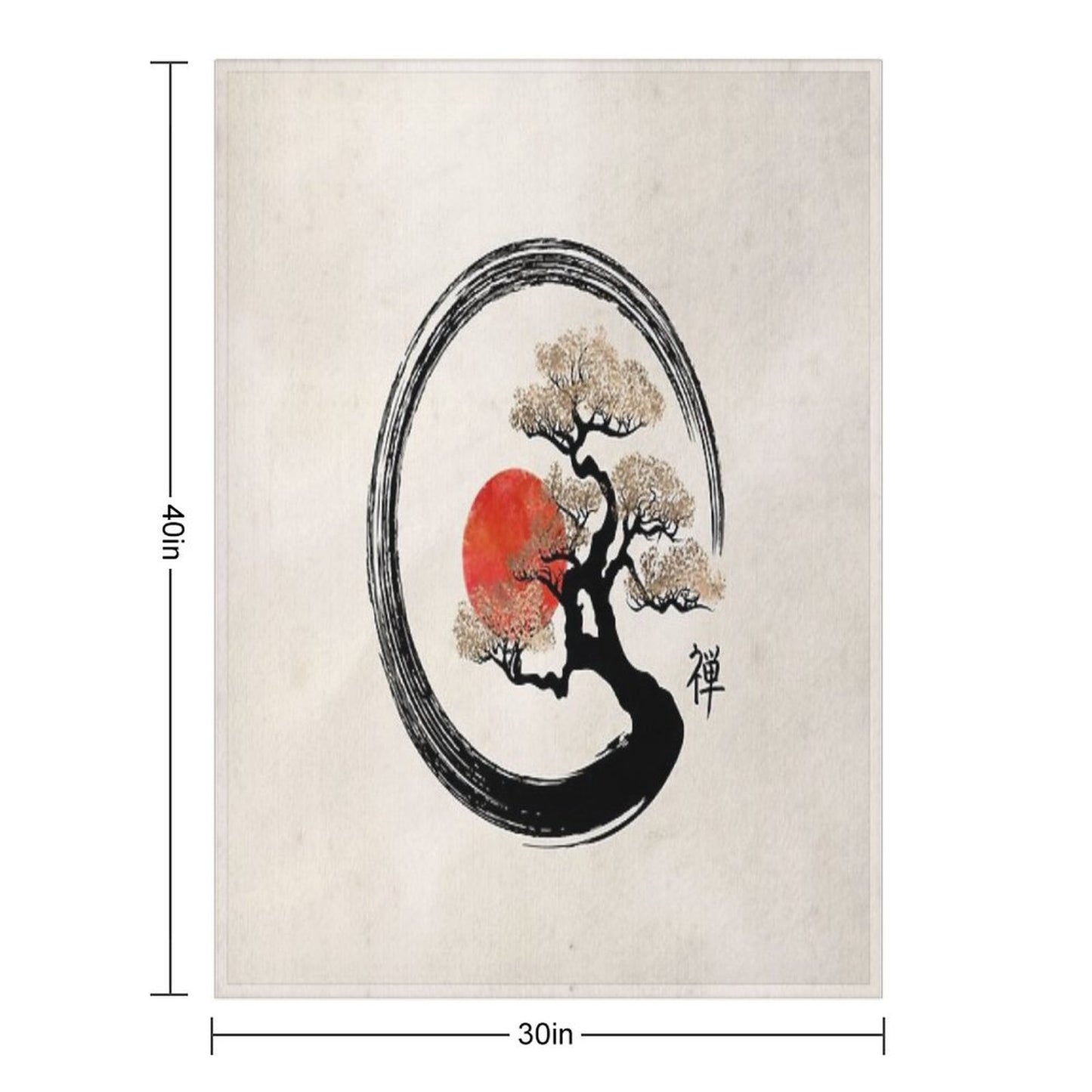 Enso Circle And Bonsai Tree on Canvas Throw Blanket