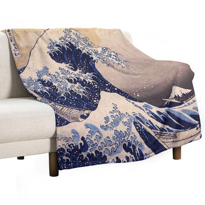 The Great Wave Off Kanagawa by Katsushika Hokusai (c 1830-1833) Throw Blanket