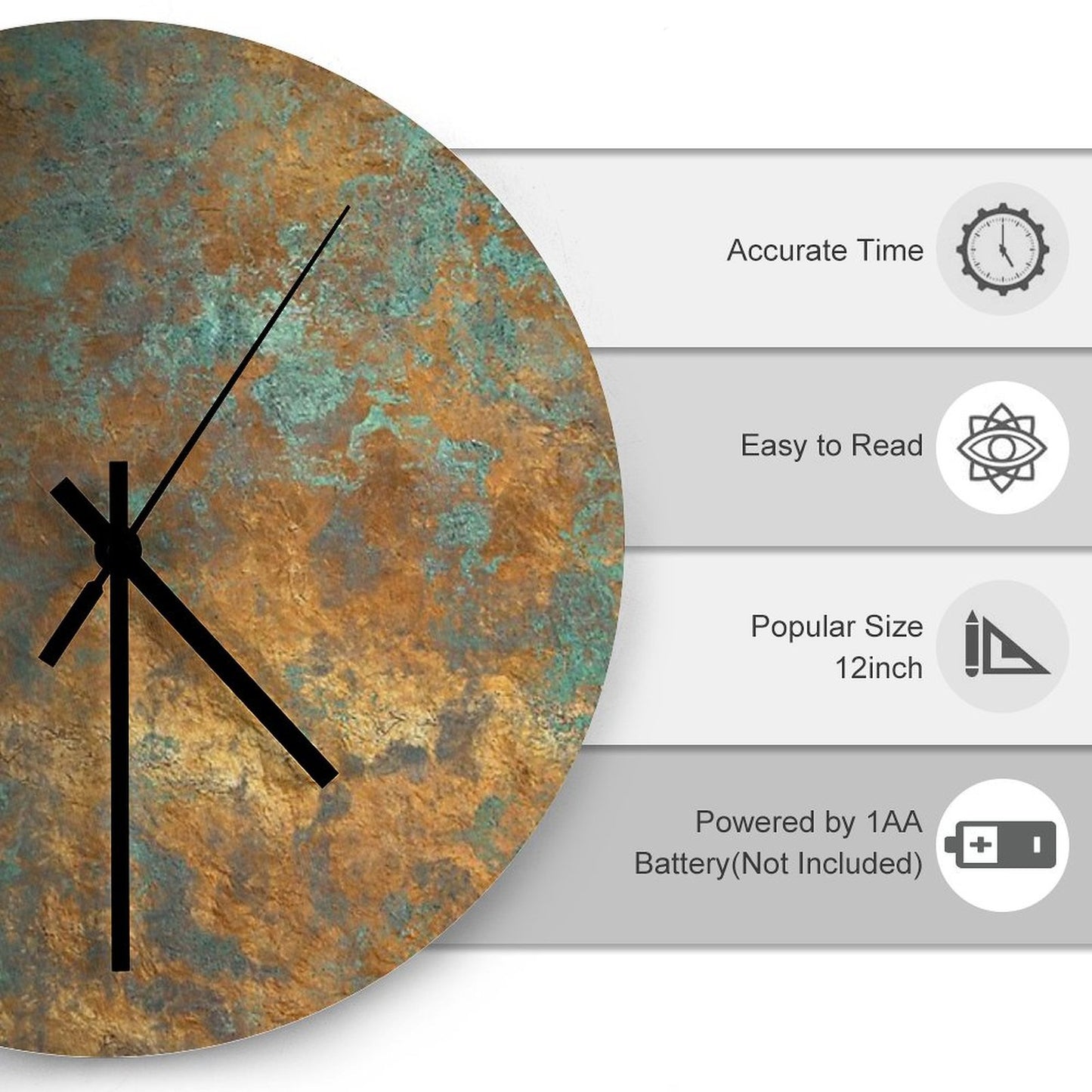 Oxidized Copper Wall Clock
