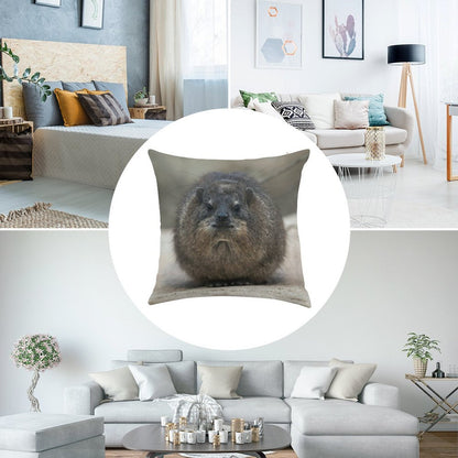 Rock Hyrax Linen Throw Pillow Cover