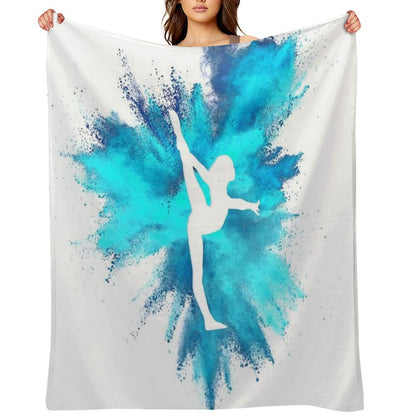 Gymnast Silhouette - Blue Explosion Throw Blanket