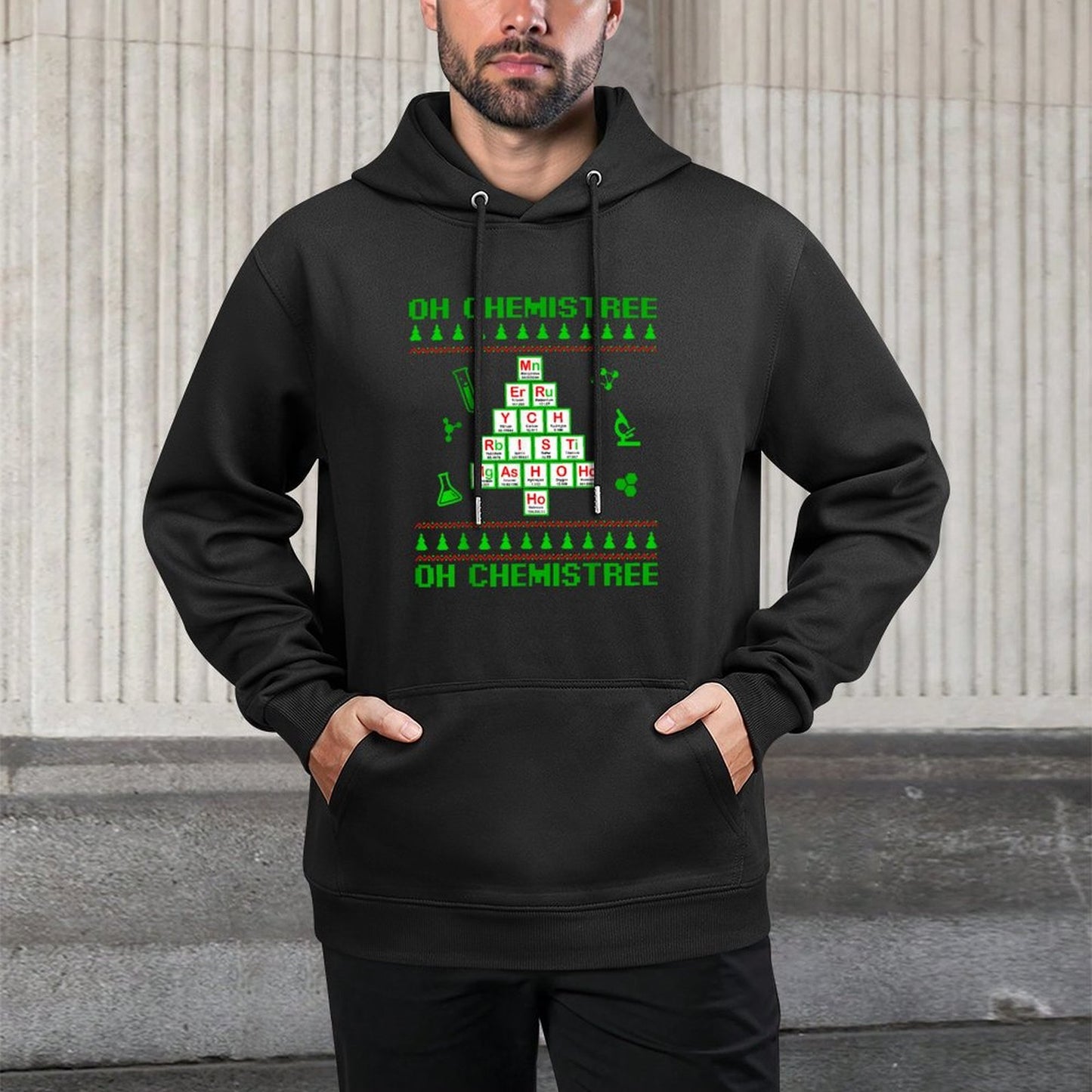Science Christmas Oh Chemist Tree Chemistree Chemistry Kangaroo Pocket Hoodie