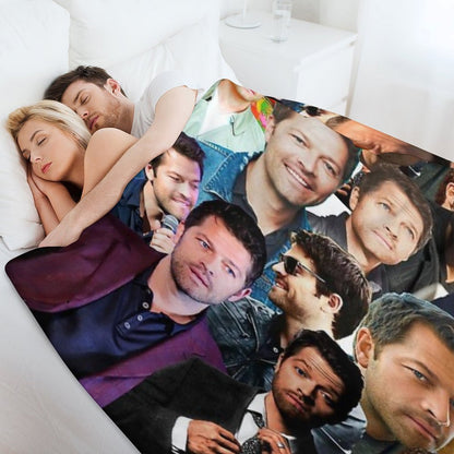 Misha Collins Photo Collage Throw Blanket