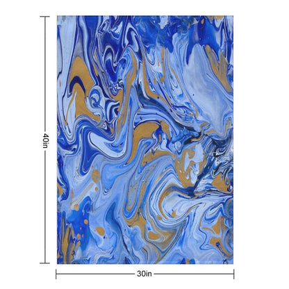 Blue And Gold Sky Swirl Acrylic Painted Art Throw Blanket